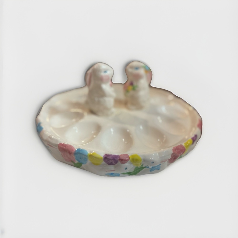 Easter Deviled Egg Tray & Bunny Salt & Pepper Shakers, 3-pc Set, w/box